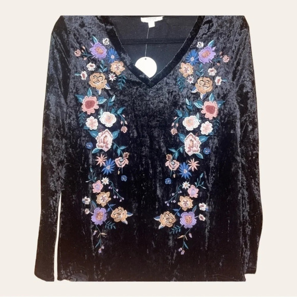 💥NWT💥 ODDY VELVET EMBROIDERED LONG SLEEVE TOP NEVER WORE PERFECT CONDITION - Picture 2 of 13